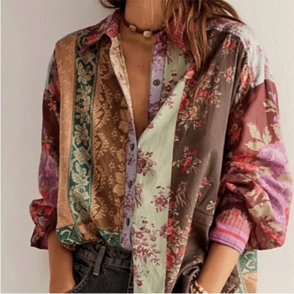 Free People Floral Patchwork Shirt - Picture 2 of 8